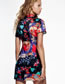 Fashion Color Silk-satin Print Corded Dress