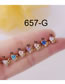 Fashion Gold Color-2# 0.8mm Thin Rod Titanium Steel Inlaid Love Zirconium Butterfly Piercing Earrings Single
