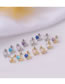 Fashion Silver Color-1# 0.8mm Thin Rod Titanium Steel Inlaid Love Zirconium Butterfly Piercing Earrings Single