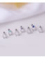 Fashion Silver Color-2# 0.8mm Titanium Steel Thin Rod Inlaid Zirconium Piercing Earrings Single