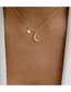 Fashion Silver Color Alloy Gold Plated Star And Moon Multilayer Necklace