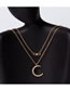 Fashion Gold Color Alloy Diamond Crescent Double Layer Necklace