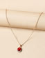 Fashion Red Alloy Set Oval Diamond Necklace
