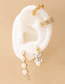 Fashion Gold Color Alloy Diamond Pearl Flower Geometric Earring Set