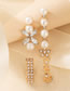 Fashion Gold Color Alloy Diamond Pearl Flower Geometric Earring Set
