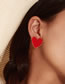 Fashion Red Alloy Geometric Heart Stud Earrings