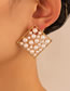 Fashion Gold Color Alloy Set Pearl Diamond Stud Earrings