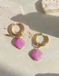 Fashion Gold Color Titanium Geometric Diamond Earrings