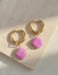 Fashion Gold Color Titanium Geometric Diamond Earrings