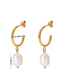 Fashion Gold Color Geometric Pearl C Stud Earrings