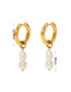 Fashion Gold Color Titanium Gold Plated Pearl Earrings