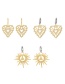 Fashion Gold Copper Inlaid Zirconium Heart Stud Earrings