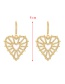 Fashion Gold Copper Inlaid Zirconium Heart Stud Earrings