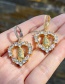 Fashion Gold-2 Copper Inlaid Zirconium Heart Portrait Earrings