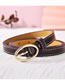 Fashion Red Wine Thin Belt With Oval Buckle