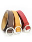 Fashion Brown Wide-brimmed Belt With Round Buckle Without Holes