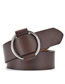 Fashion Beige Faux Leather Pinless Round Buckle Wide Belt