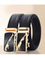 Fashion Flat Black Buckle Wide-brimmed Belt With Leather Geometric Buckle