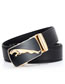 Fashion Grey Jaguar Wide-brimmed Belt With Jaguar Buckle In Leather With Gold Trim