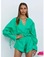 Fashion Green V-neck Strappy Playsuit