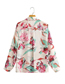 Fashion Floral Satin-print Lapel V-neck Shirt