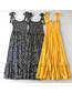 Fashion Yellow Polka-dot Print Lace-up Dress