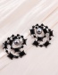 Fashion Black Alloy Diamond Pearl Geometric Stud Earrings