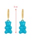 Fashion Light Blue Alloy Drip Oil Bear Earrings