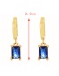 Fashion Light Blue Brass Set Square Zircon Earrings