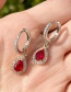 Fashion Red Brass Drop Zirconia Earrings