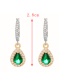 Fashion Green Brass Drop Zirconia Earrings