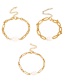 Fashion Gold-3 Titanium Steel Thick Chain Pearl Bracelet
