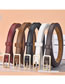 Fashion Khaki Faux Leather Rectangular Buckle Thin Belt