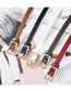 Fashion Khaki Faux Leather Rectangular Buckle Thin Belt