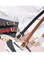 Fashion Brown Faux Leather Rectangular Buckle Thin Belt