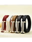 Fashion Black Faux Leather Smooth Buckle Thin Belt