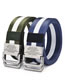 Fashion Blue And White Canvas Double Ring Metal Buckle Wide Belt