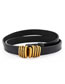 Fashion Black Leather Caterpillar Slim Belt With Snap Buttons