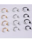 Fashion Gold-white Zirconium-0.8*6*2.5mm Titanium Steel Set Zirconium Geometric Pierced Stud Earrings