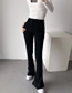 Fashion Black Polyester Micro Pleated Flared Pants