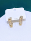 Fashion Gold Color Bronze Zirconium Cat's Eye Square Stud Earrings