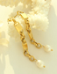 Fashion Gold Color Titanium Geometric Chain Pearl Drop Earrings
