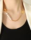 Fashion Gold Color Titanium Imitation Pearl Panel Cross Heart Necklace
