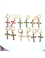 Fashion White Gold Plated Brass Cross Earrings With Fancy Diamonds