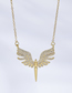 Fashion Gold Color Bronze Zirconium Wings Necklace