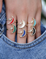 Fashion Red Brass Gold Plated Zirconium Star Moon Open Ring
