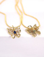 Fashion Light Blue Brass Gold Plated Butterfly Necklace With Diamonds