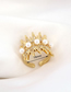 Fashion Gold Color Brass Diamond Pearl Open Ring