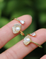Fashion Gold Color Brass Diamond And Pearl Geometric Fishtail Ring