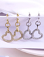 Fashion Gold Color Bronze Zirconium Heart Geometric Earrings